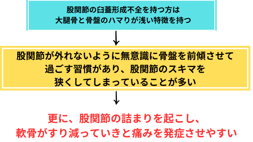 股関節臼蓋形成不全の方：痛みの発症プロセス